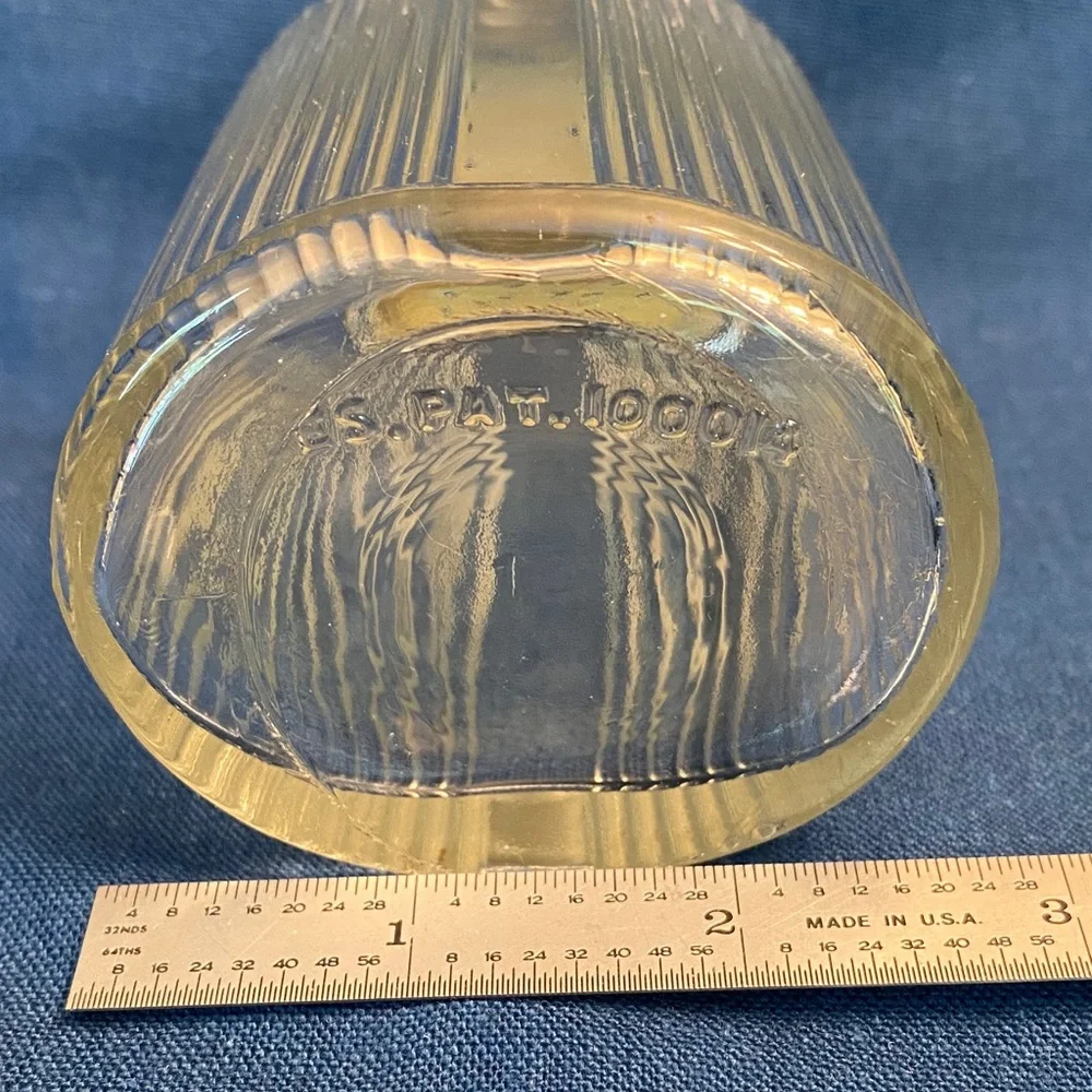 Vintage 1930’s Hoosier Pepper Shaker - Ribbed Clear Glass with Black Metal Lid